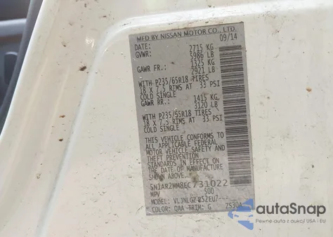 2014 Nissan Pathfinder Sl z USA, uszkodzony, nr VIN 5N1AR2MM8EC731022